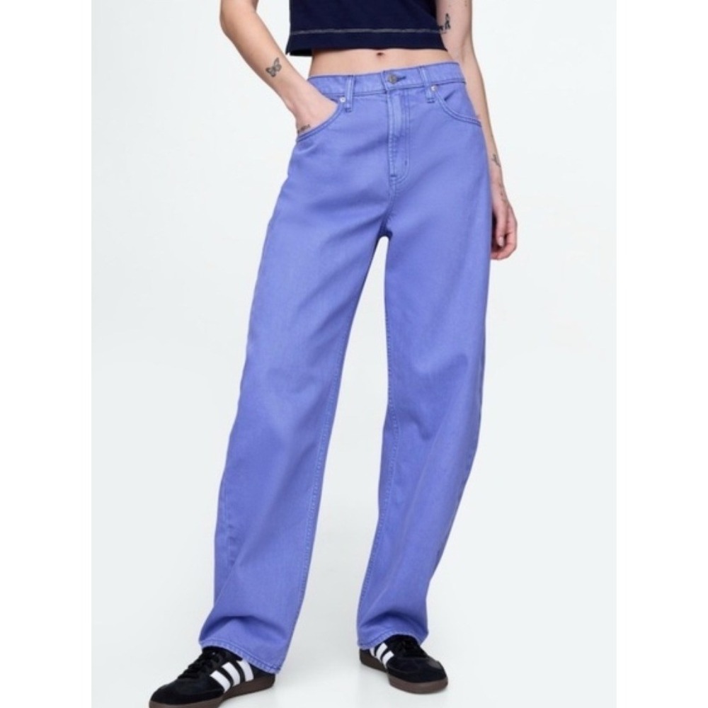 NEW GAP Barrel High Rise Jeans Dazzling Blue Size 30 10